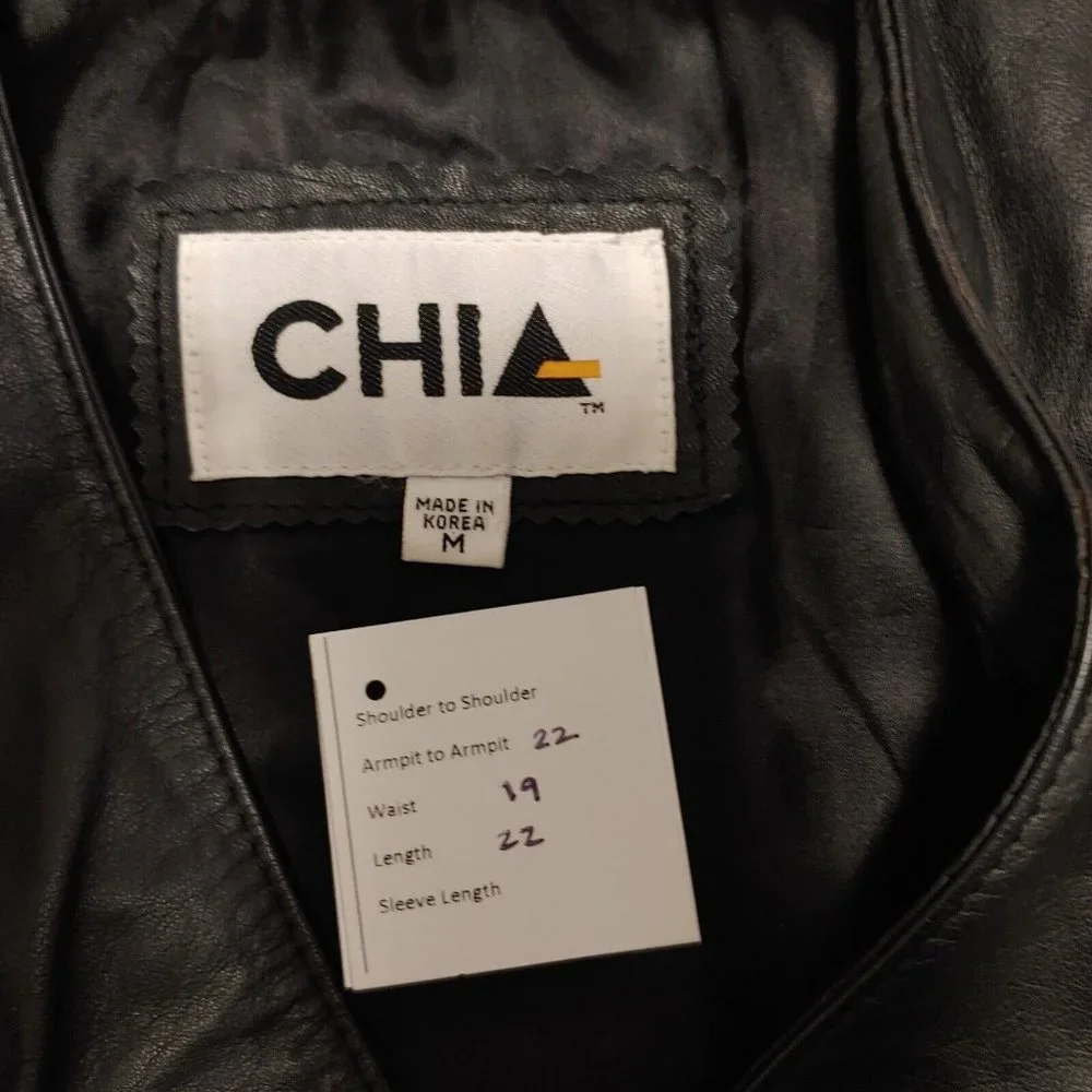 Vintage Chia Womens Leather Jacket Size M Medium Cropped Cinch Waist "Snakeskin" - Picture 12 of 12